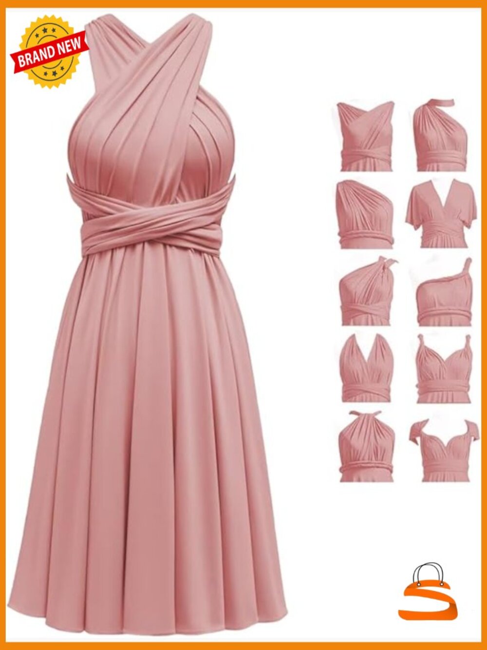 Convertible Infinity Short Dress for Bridesmaids Multiway Twist Wrap